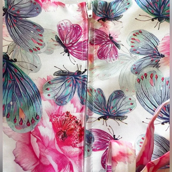 Rare Editions Floral and Butterfly Dress with Pink and Blue Accents - Picture 6 of 7